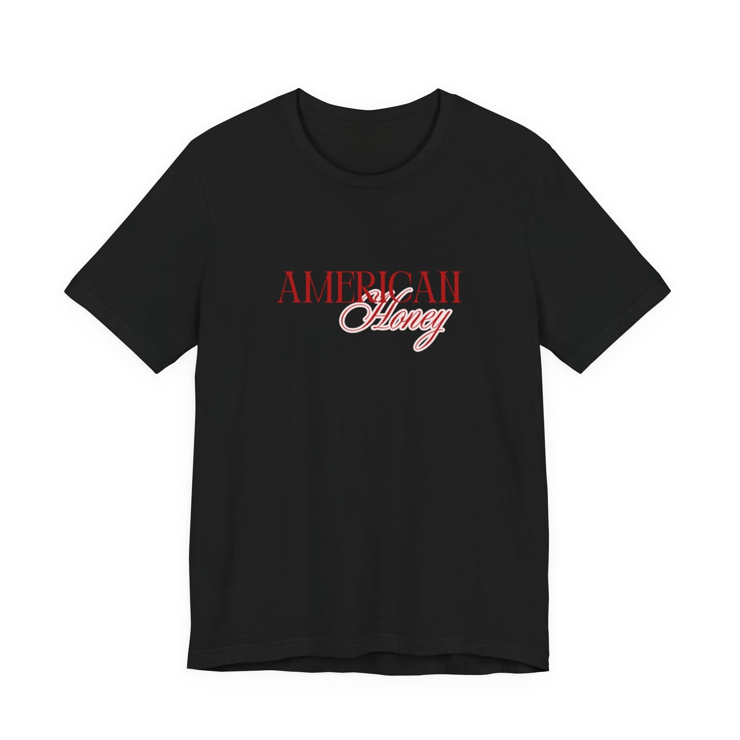 American Honey Tee | Script Patriotic Typography, Minimal White Shirt