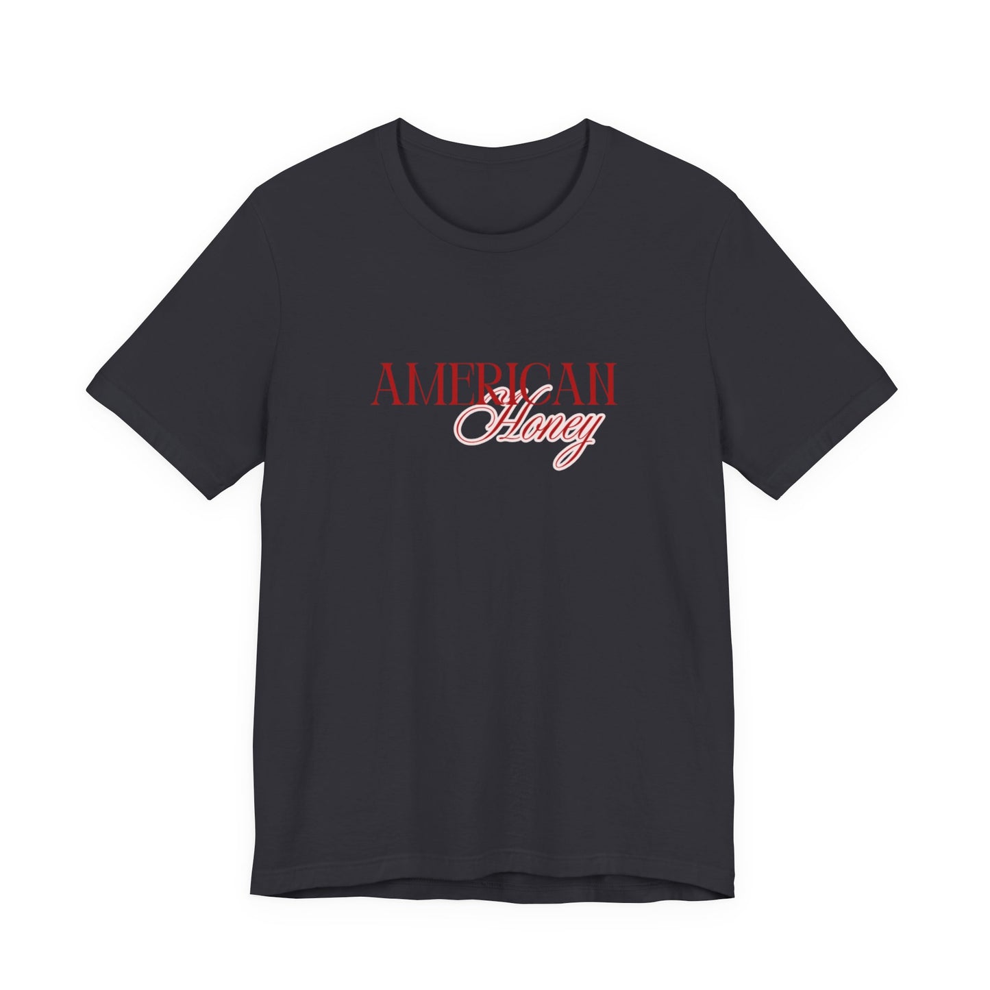 American Honey Tee | Script Patriotic Typography, Minimal White Shirt