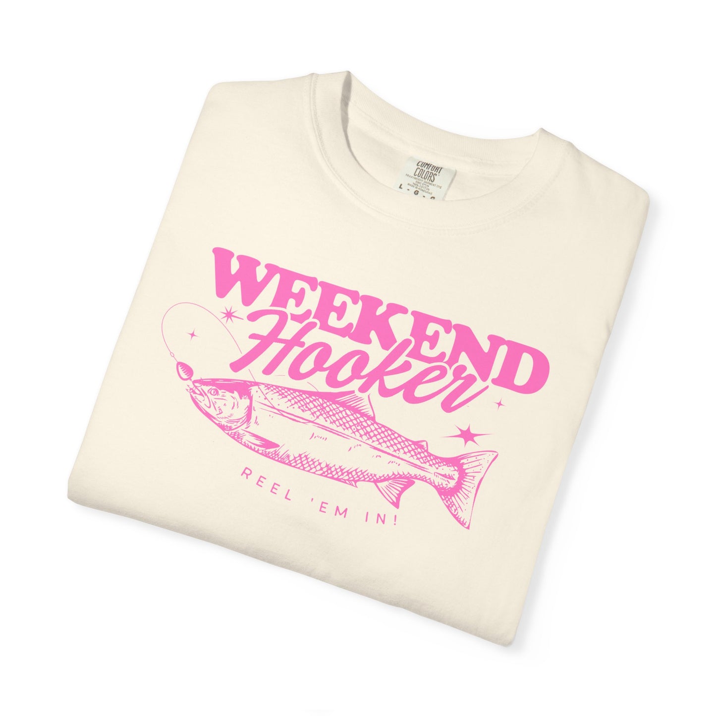 Weekend Hooker fish graphic T-Shirt | fishing tee, pink vintage design