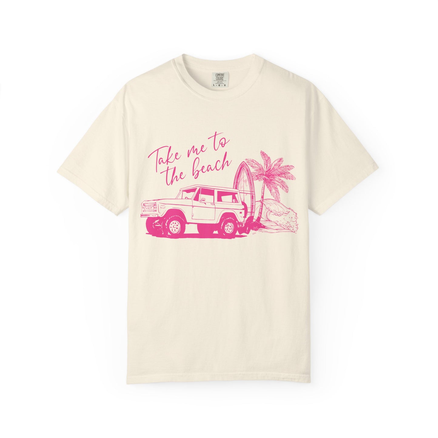 Take Me To The Beach jeep graphic T-Shirt | surf palm tree