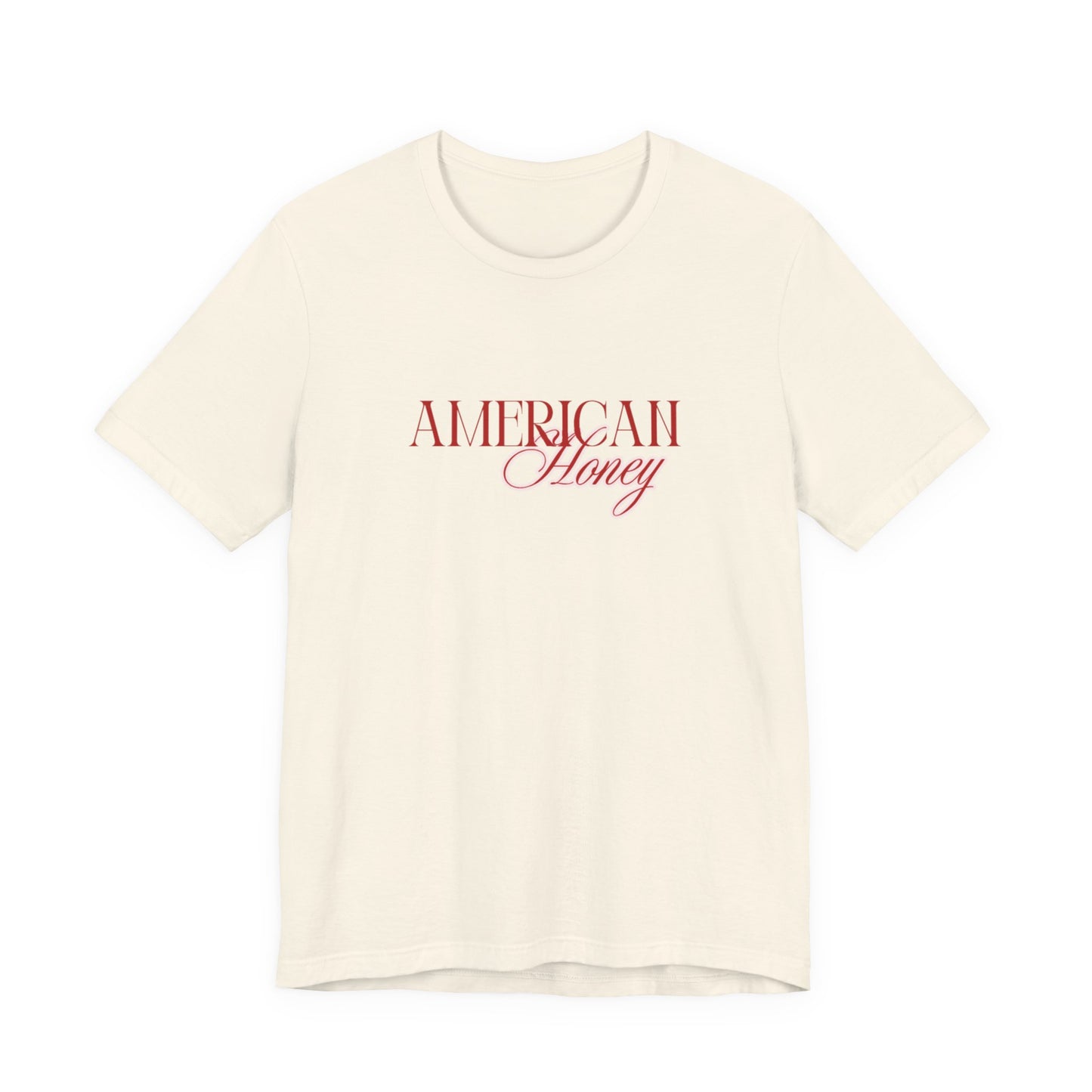 American Honey Tee | Script Patriotic Typography, Minimal White Shirt