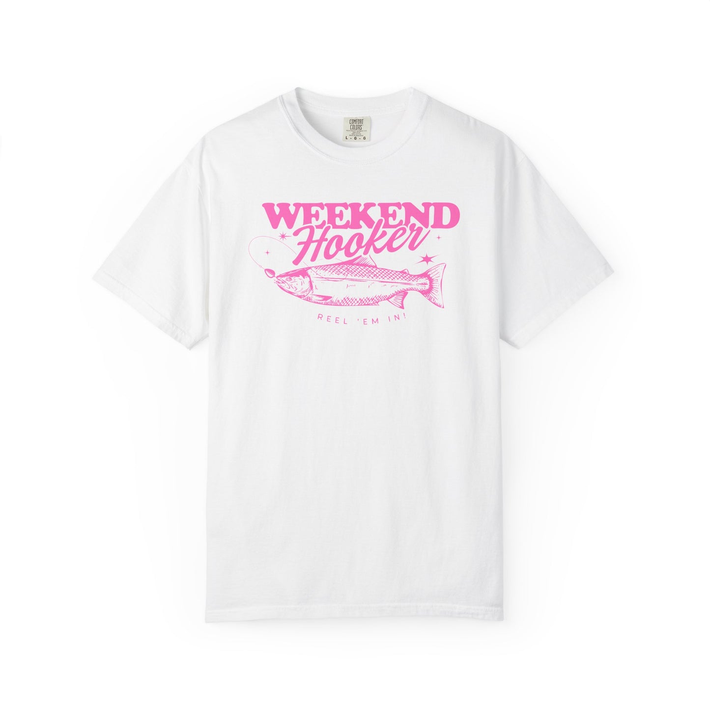 Weekend Hooker fish graphic T-Shirt | fishing tee, pink vintage design