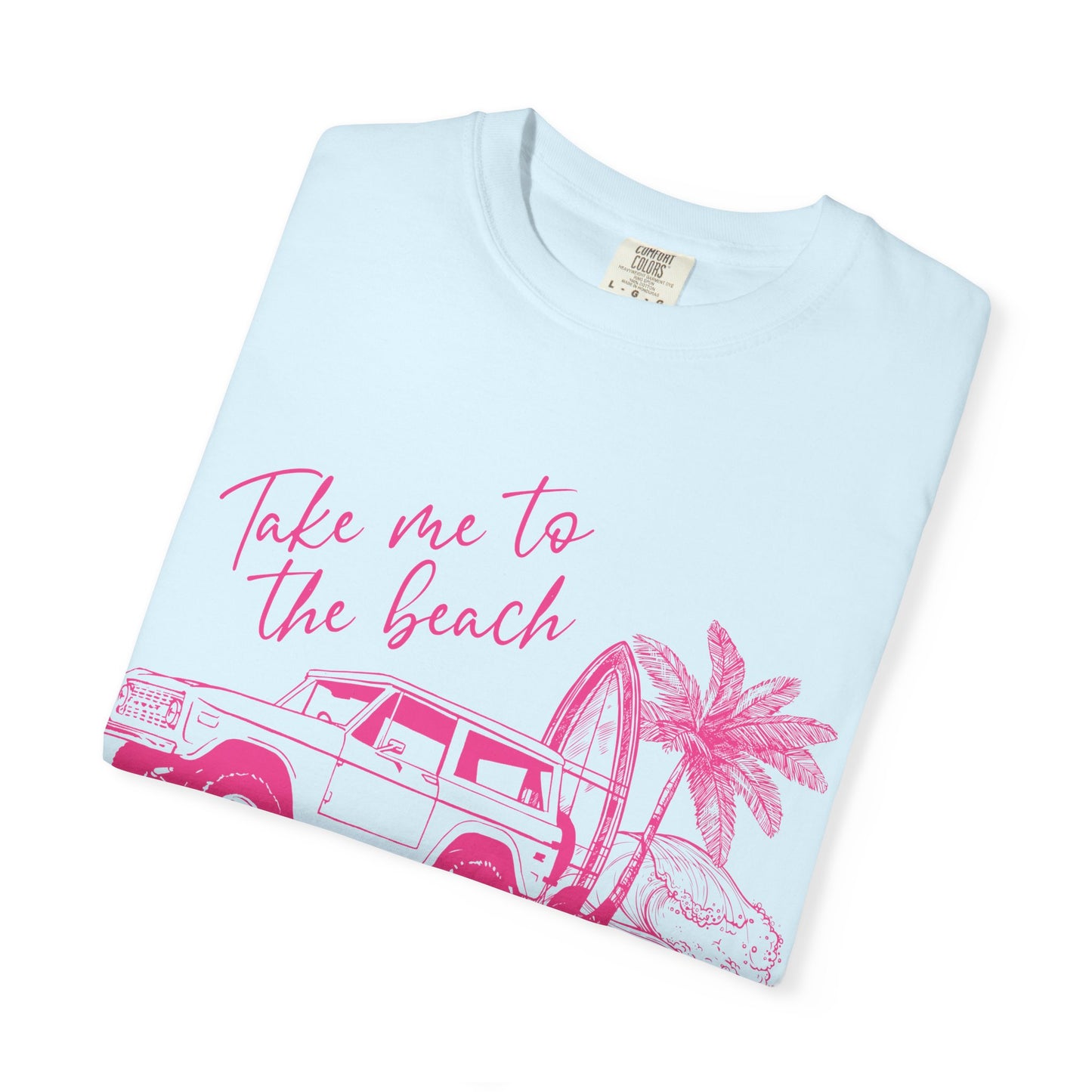 Take Me To The Beach jeep graphic T-Shirt | surf palm tree