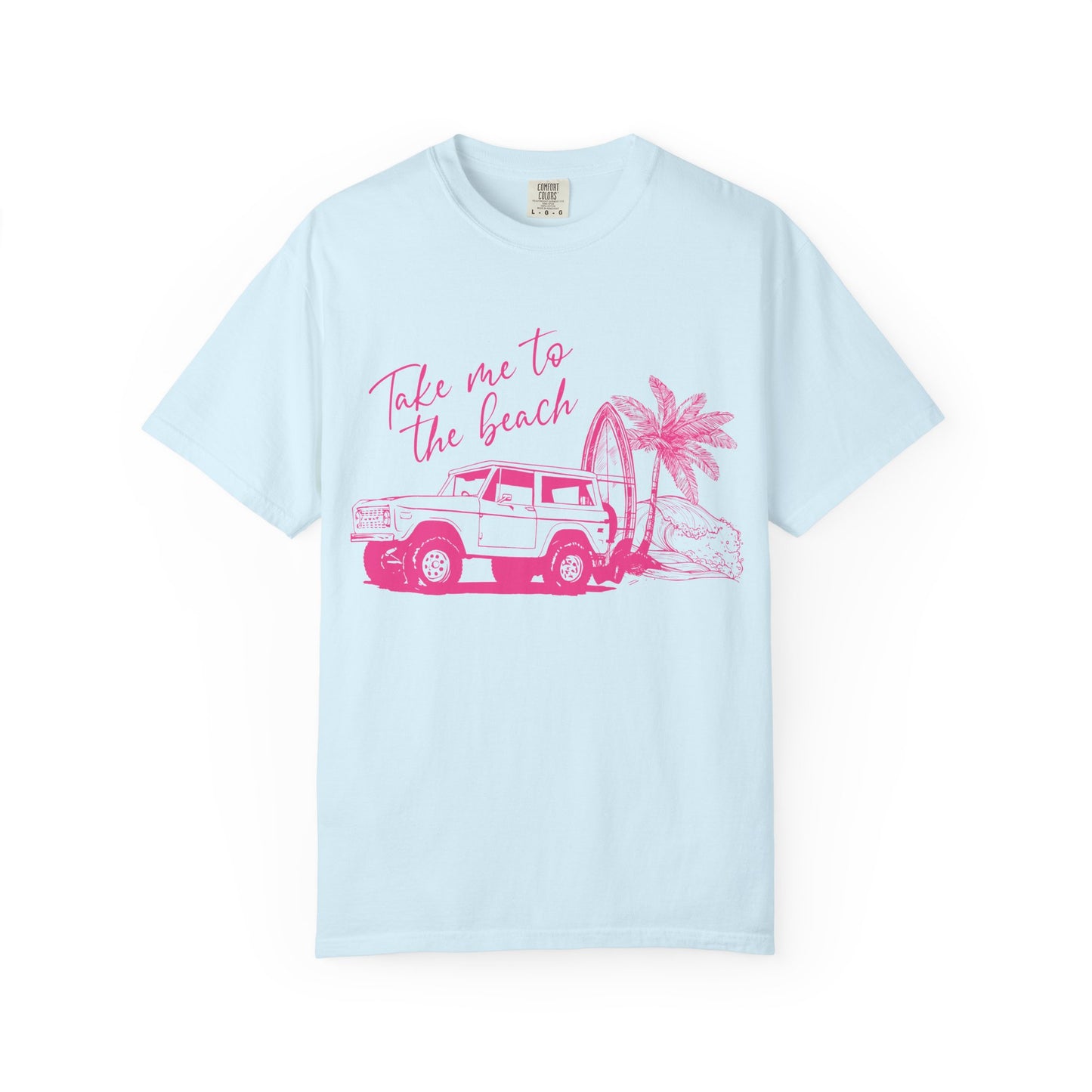 Take Me To The Beach jeep graphic T-Shirt | surf palm tree