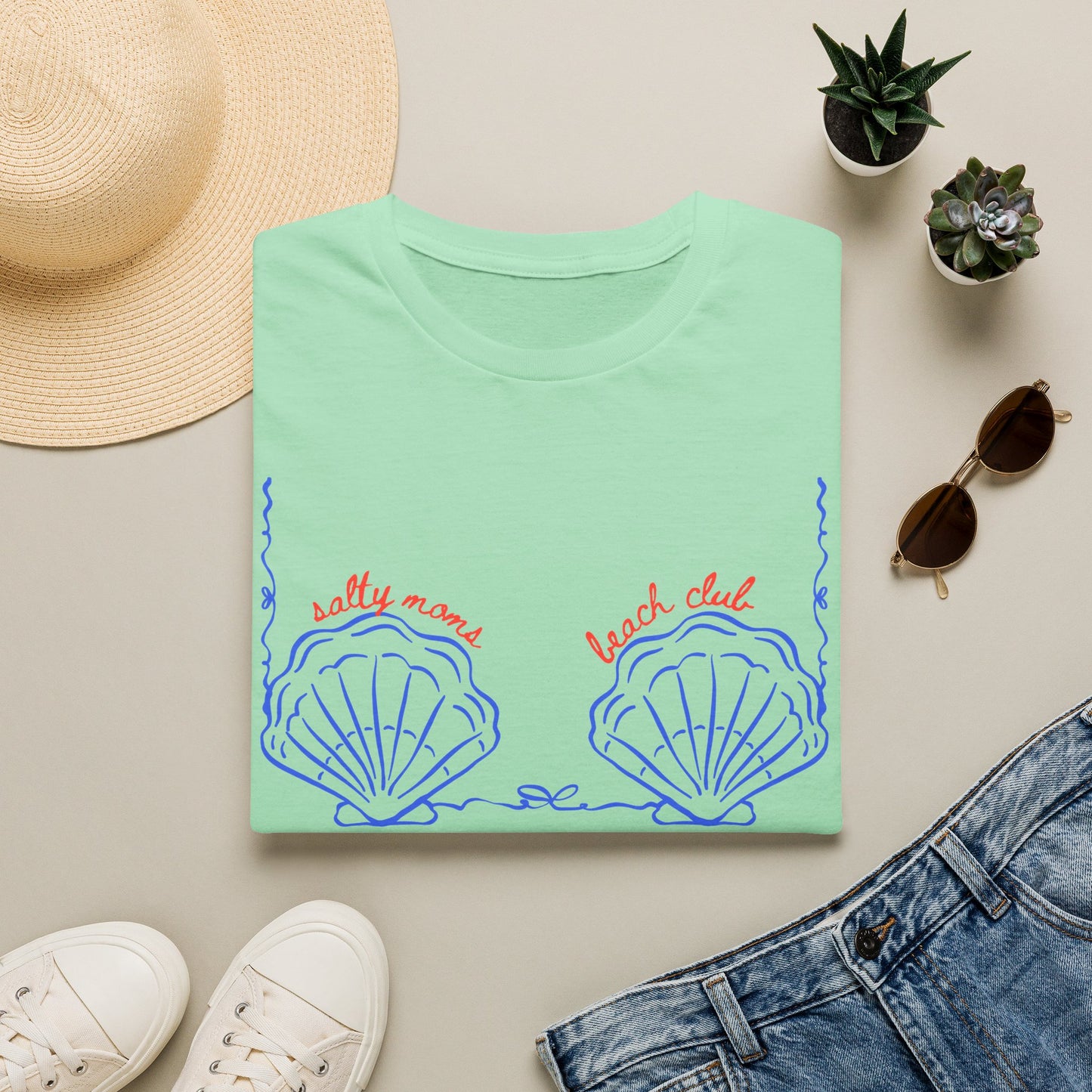 T-Shirt — 'Salty Mama Beach Club' Seashell Graphic Tee