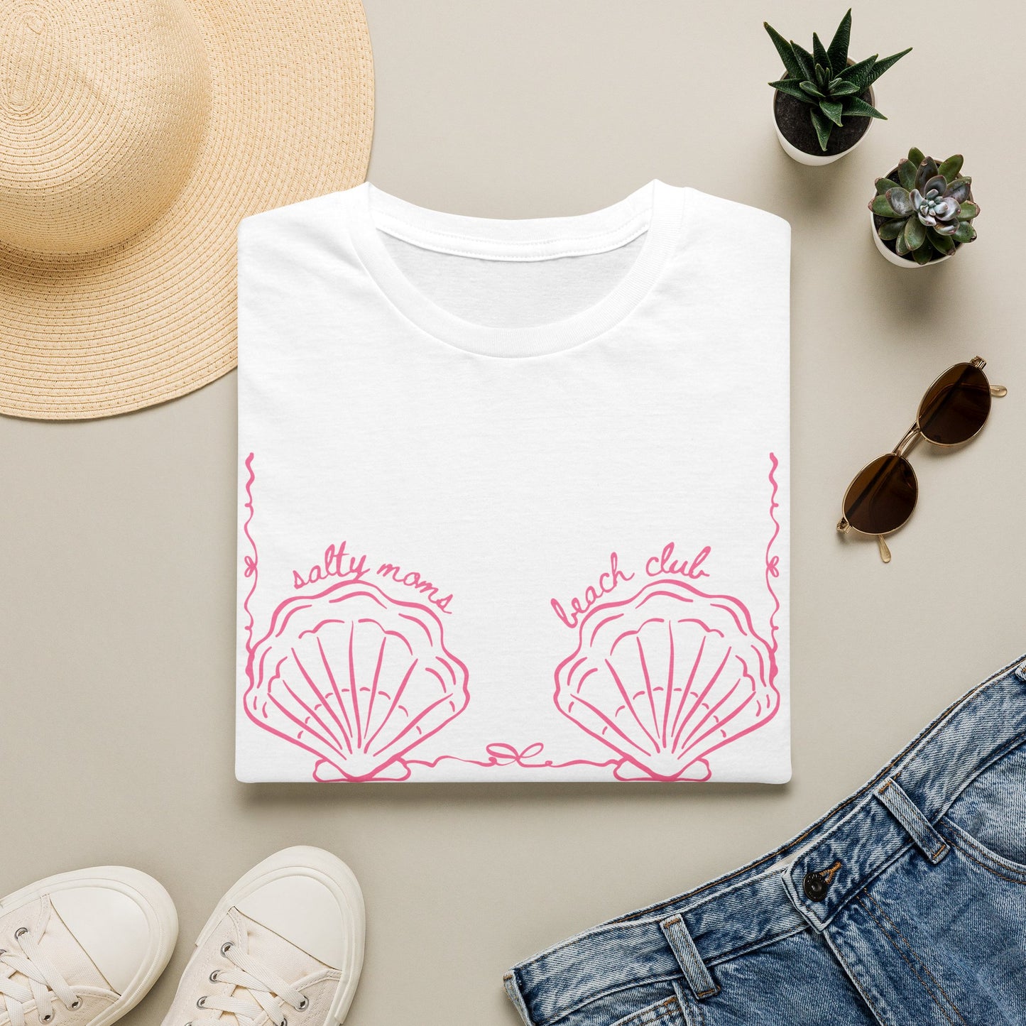 Shell Bikini Tee — "Salty Mama Beach Club" Graphic T-Shirt