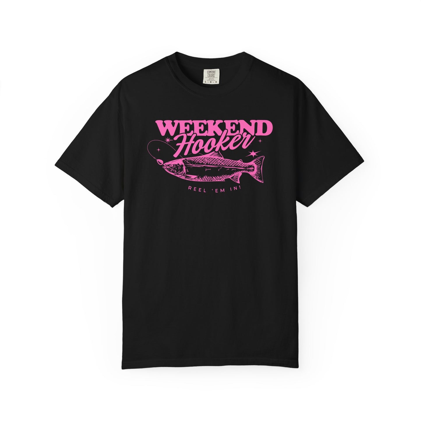 Weekend Hooker fish graphic T-Shirt | fishing tee, pink vintage design