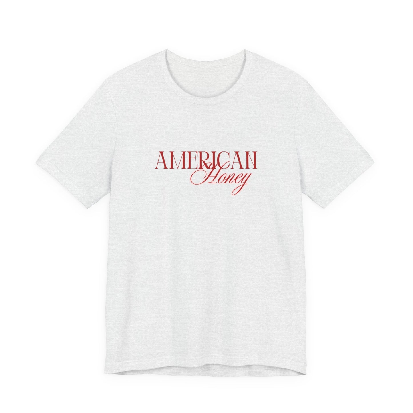 American Honey Tee | Script Patriotic Typography, Minimal White Shirt