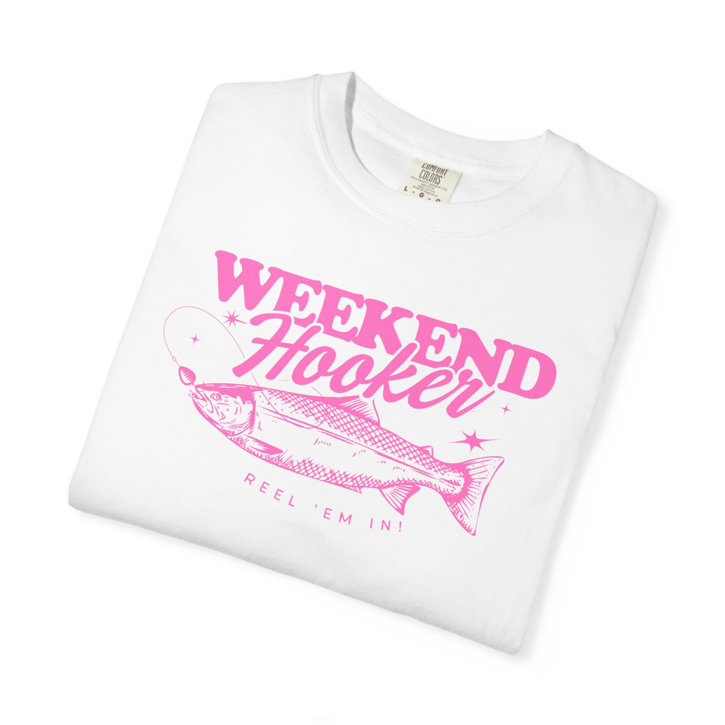 Weekend Hooker fish graphic T-Shirt | fishing tee, pink vintage design