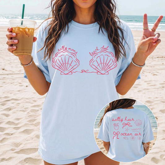 Shell Bikini Tee — "Salty Mama Beach Club" Graphic T-Shirt