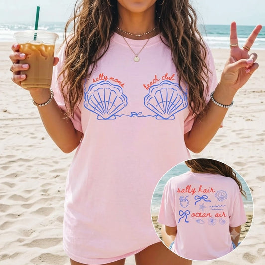 T-Shirt — 'Salty Mama Beach Club' Seashell Graphic Tee