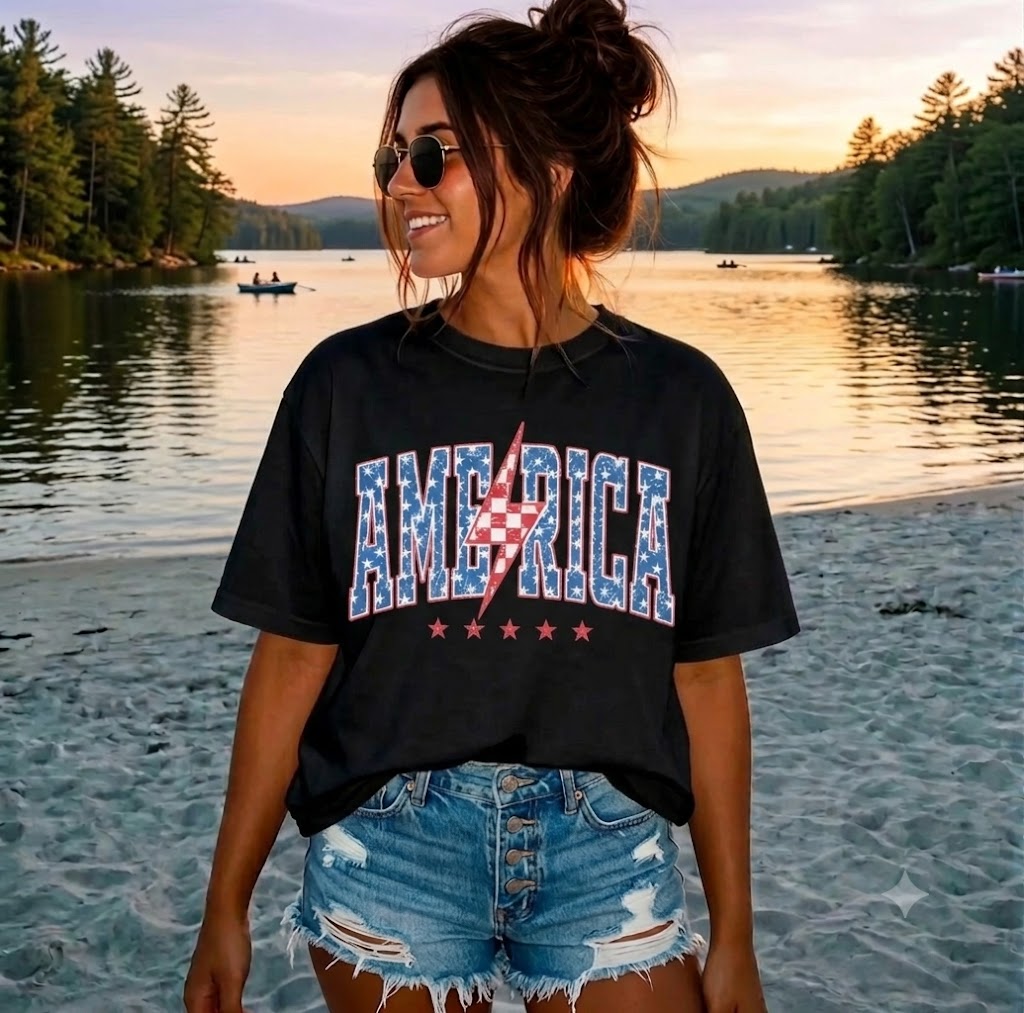 America lightning bolt graphic T-Shirt