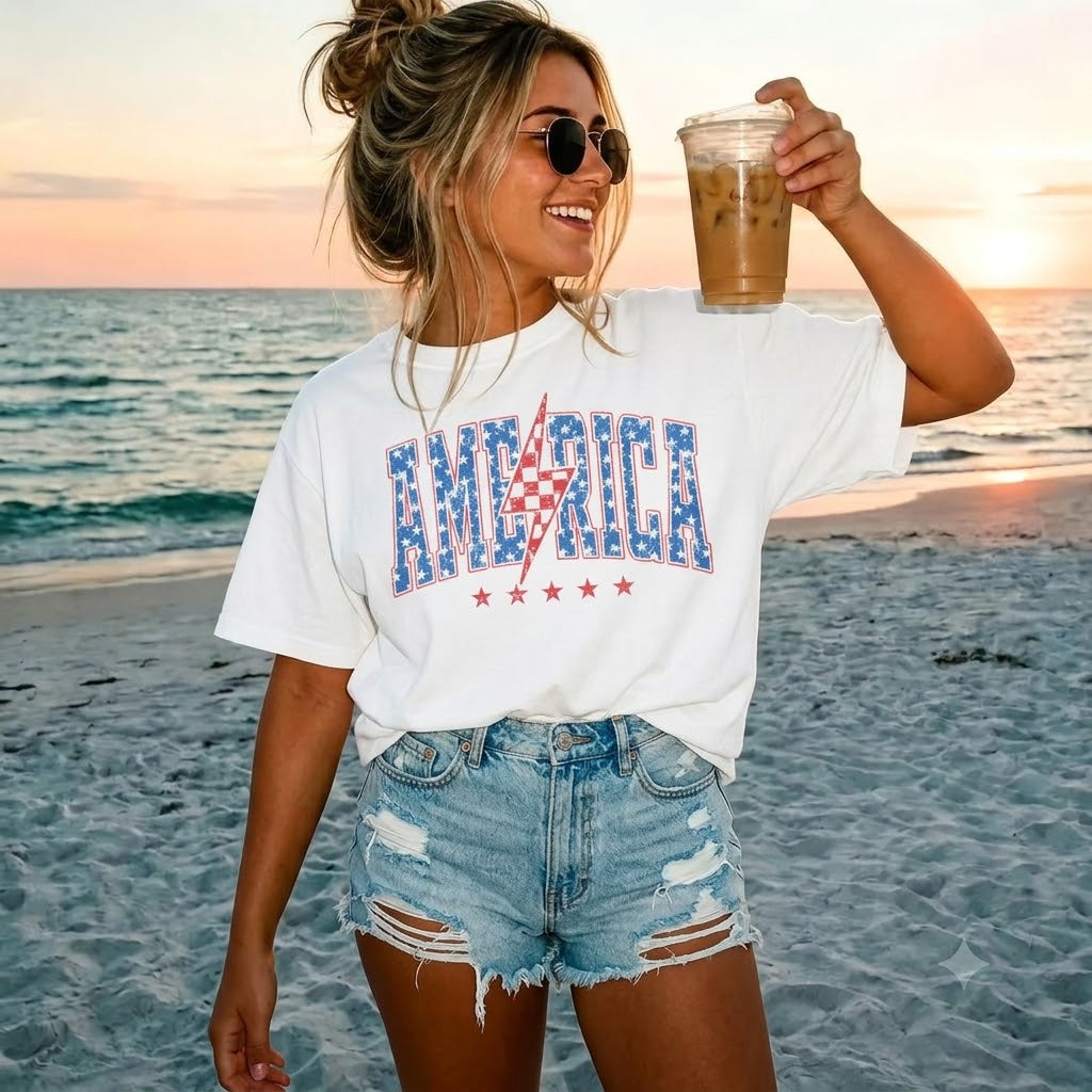 America lightning bolt graphic T-Shirt