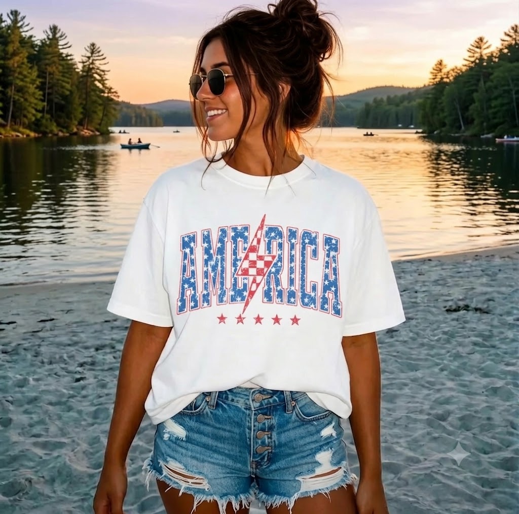 America lightning bolt graphic T-Shirt
