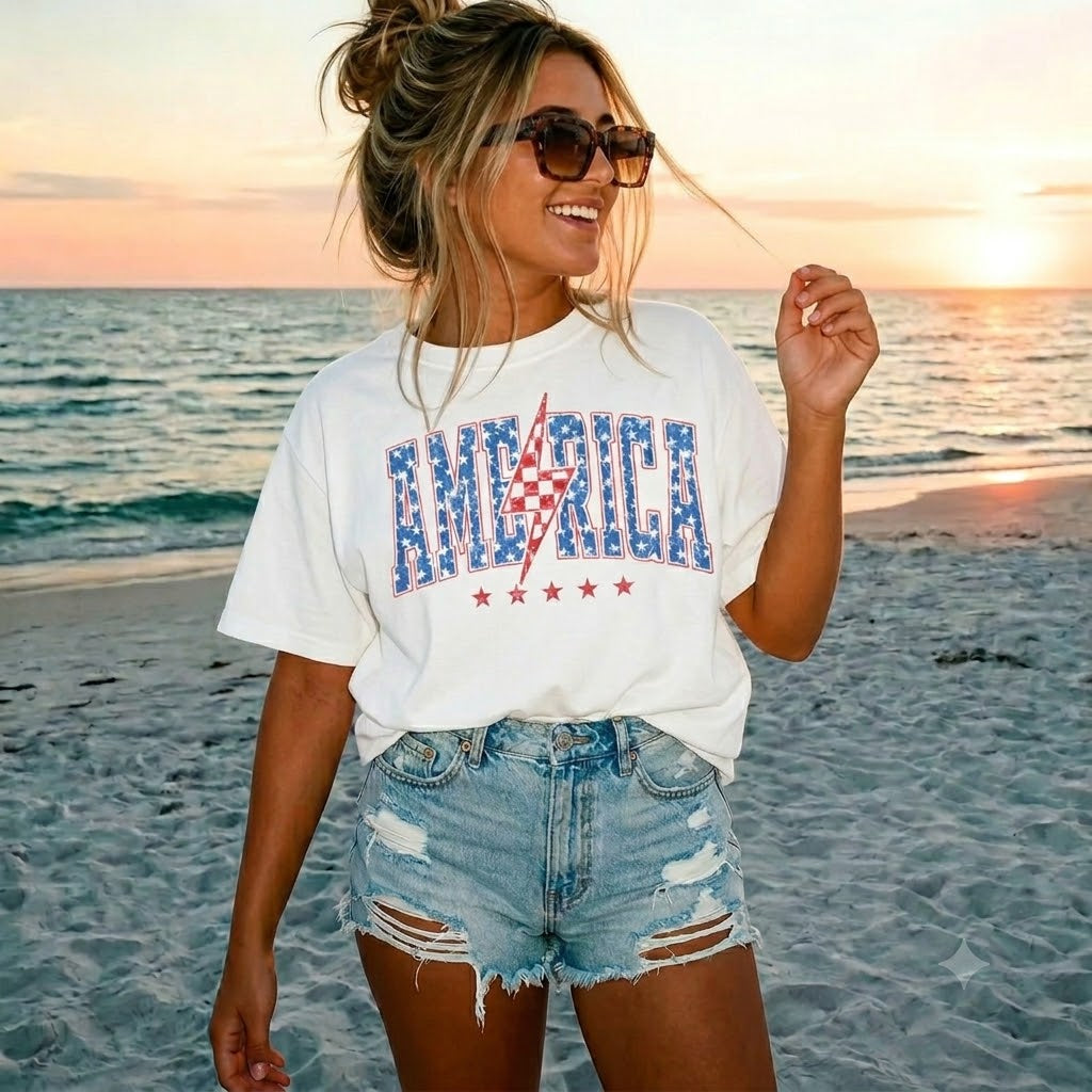 America lightning bolt graphic T-Shirt