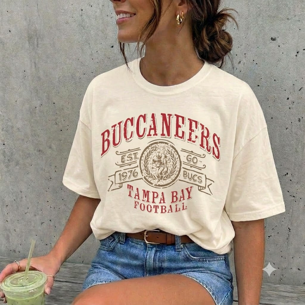 Buccaneers Tampa Bay Football Vintage Tee — Garment-Dyed Crewneck