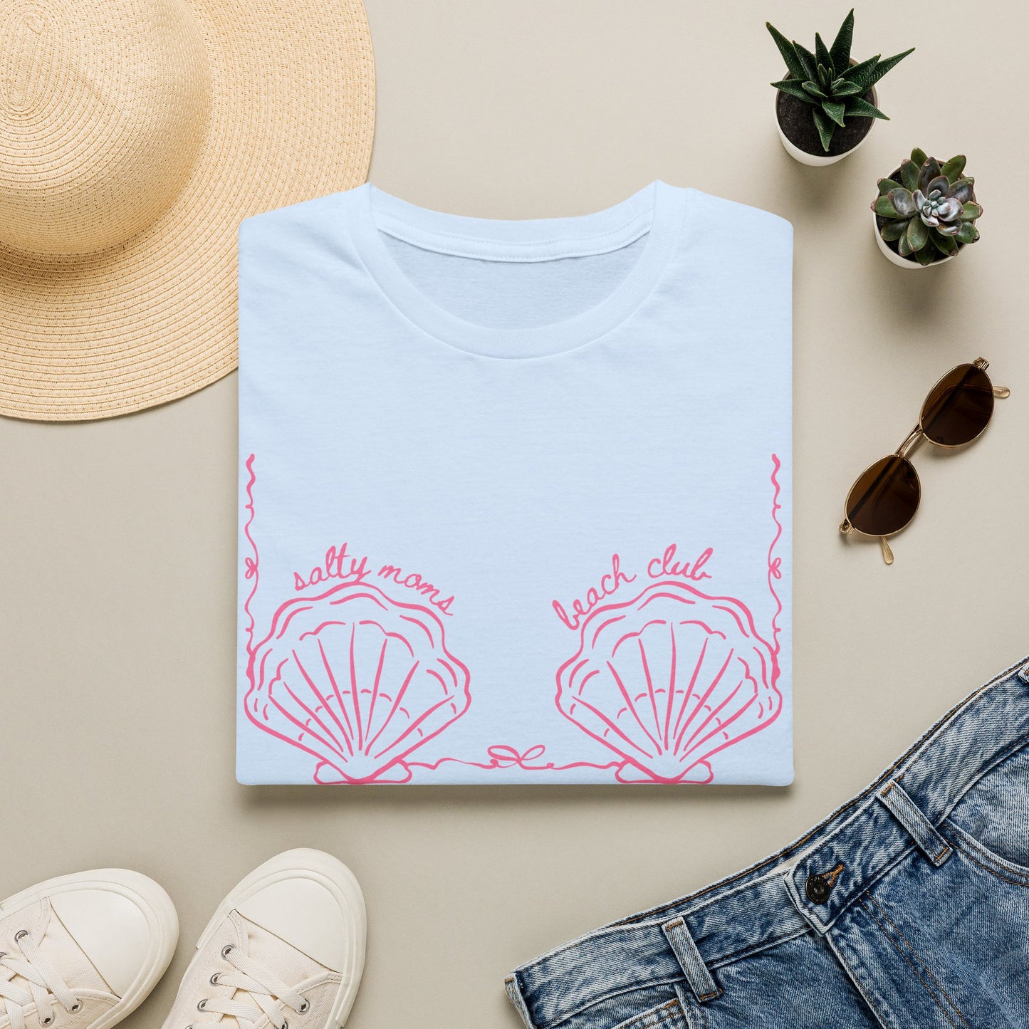 Shell Bikini Tee — "Salty Mama Beach Club" Graphic T-Shirt