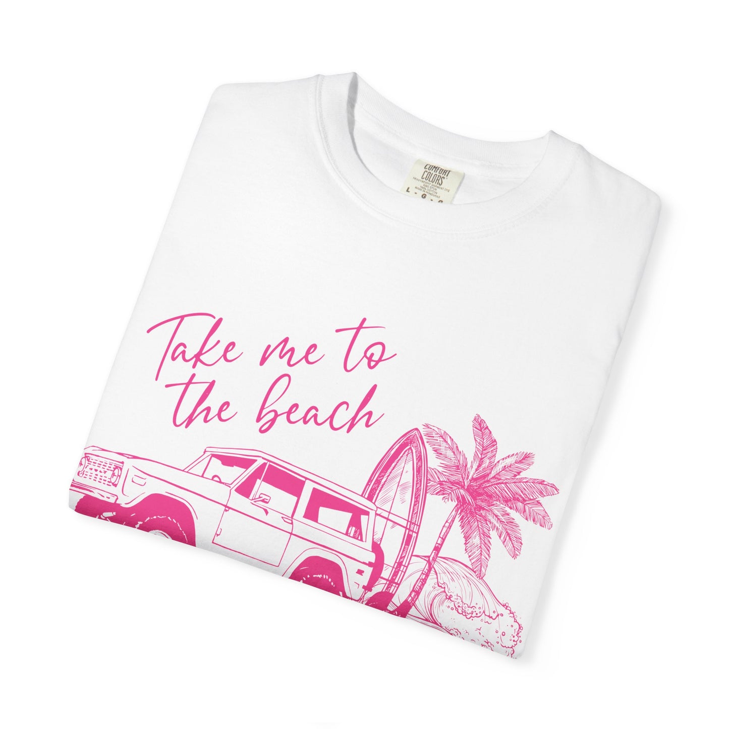 Take Me To The Beach jeep graphic T-Shirt | surf palm tree