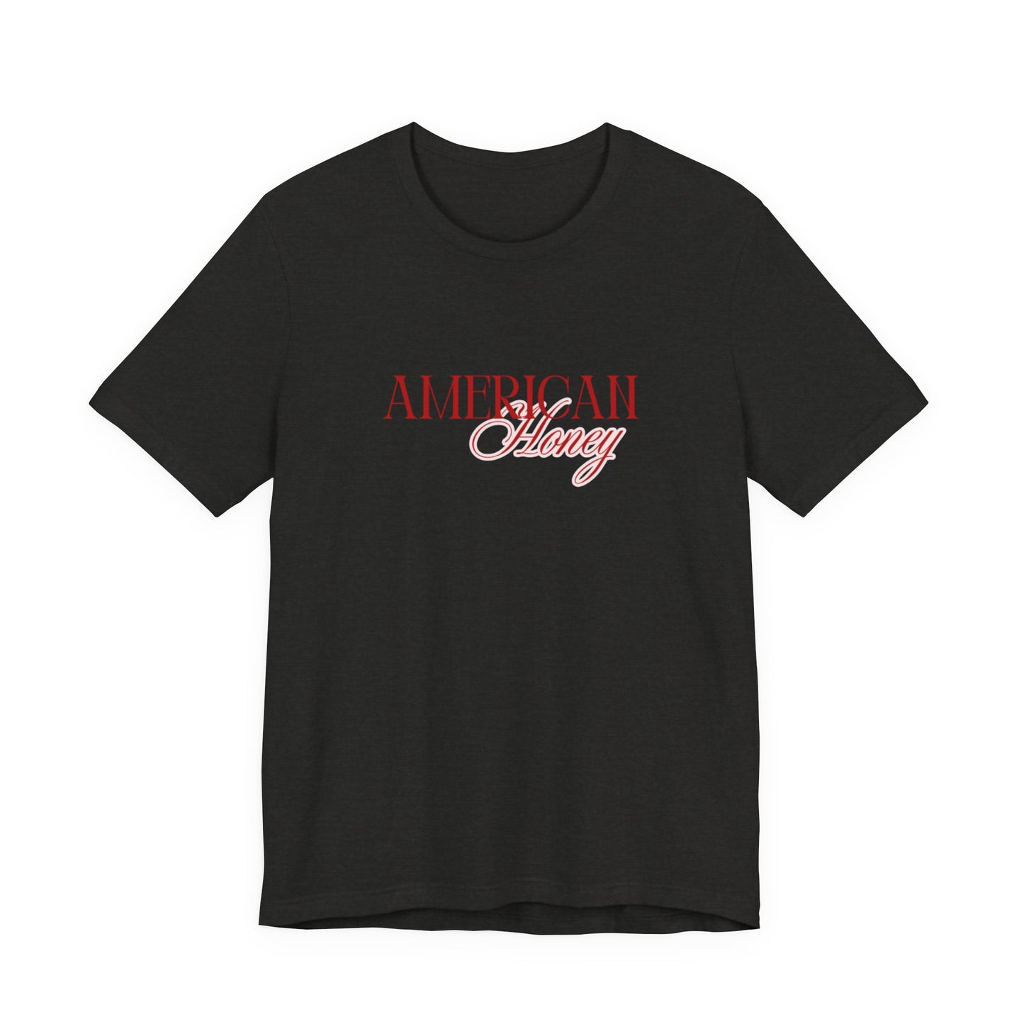 American Honey Tee | Script Patriotic Typography, Minimal White Shirt