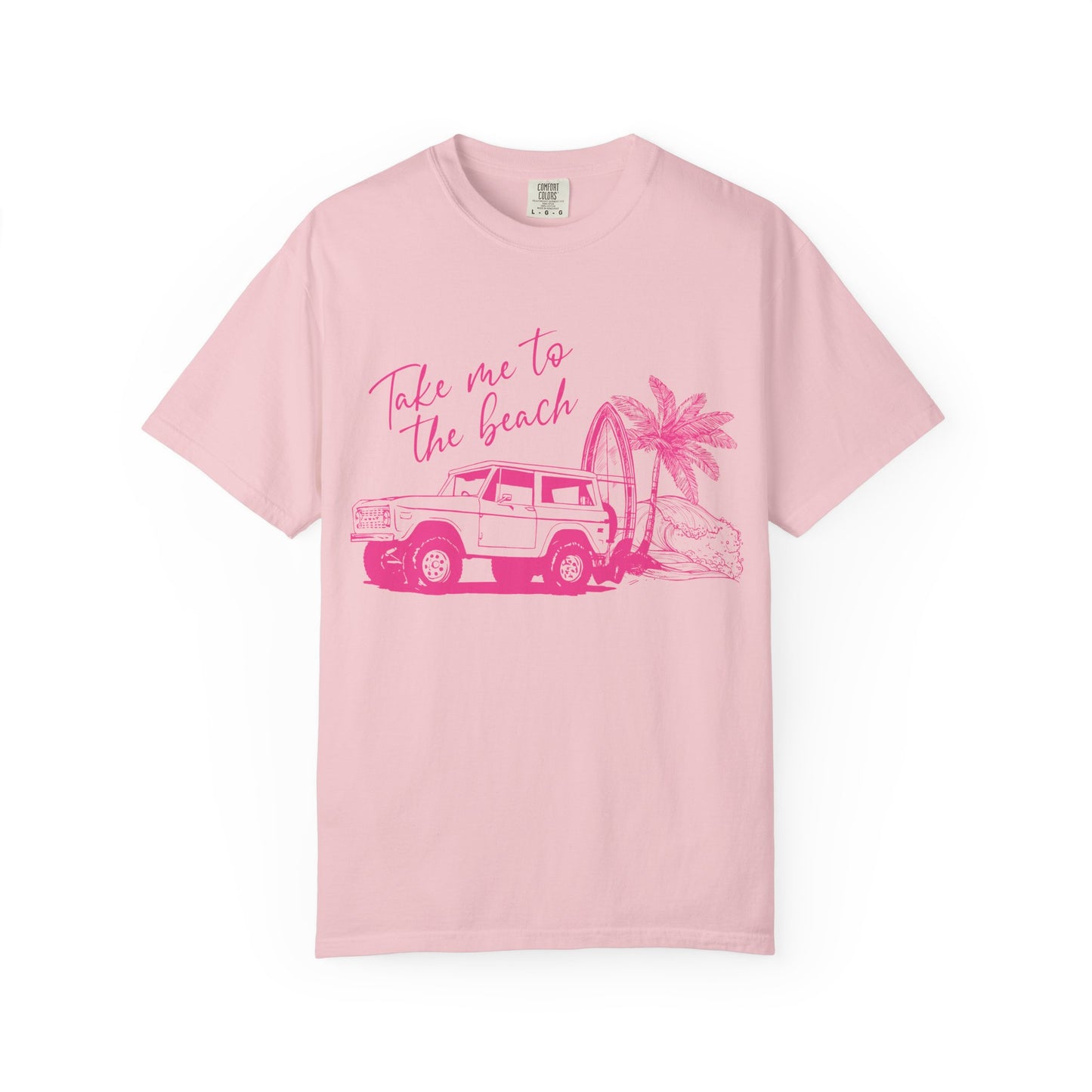 Take Me To The Beach jeep graphic T-Shirt | surf palm tree