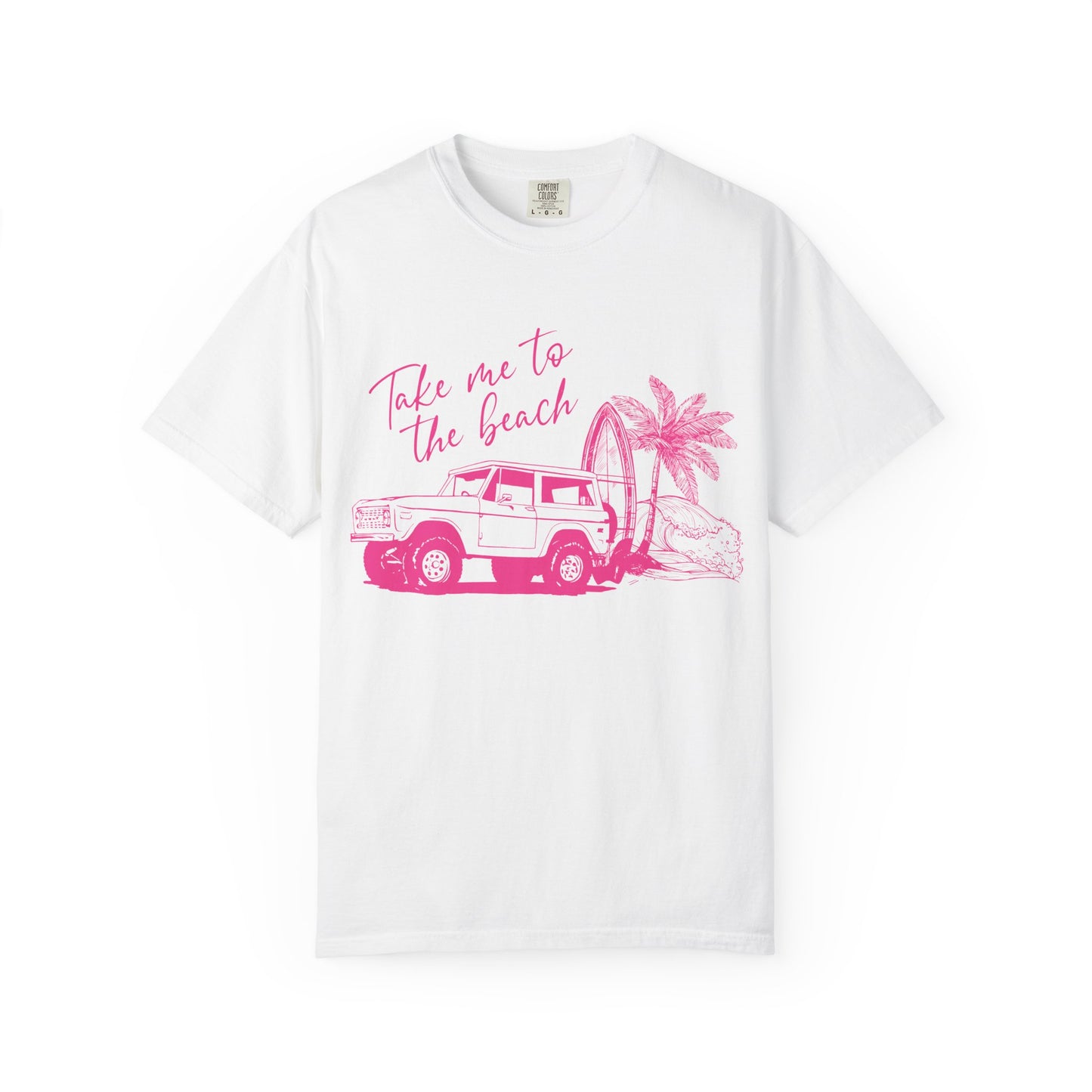 Take Me To The Beach jeep graphic T-Shirt | surf palm tree