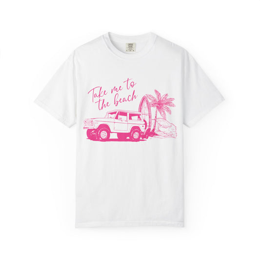 Take Me To The Beach jeep graphic T-Shirt | surf palm tree