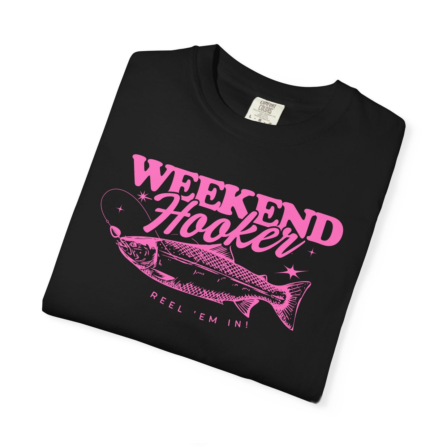 Weekend Hooker fish graphic T-Shirt | fishing tee, pink vintage design