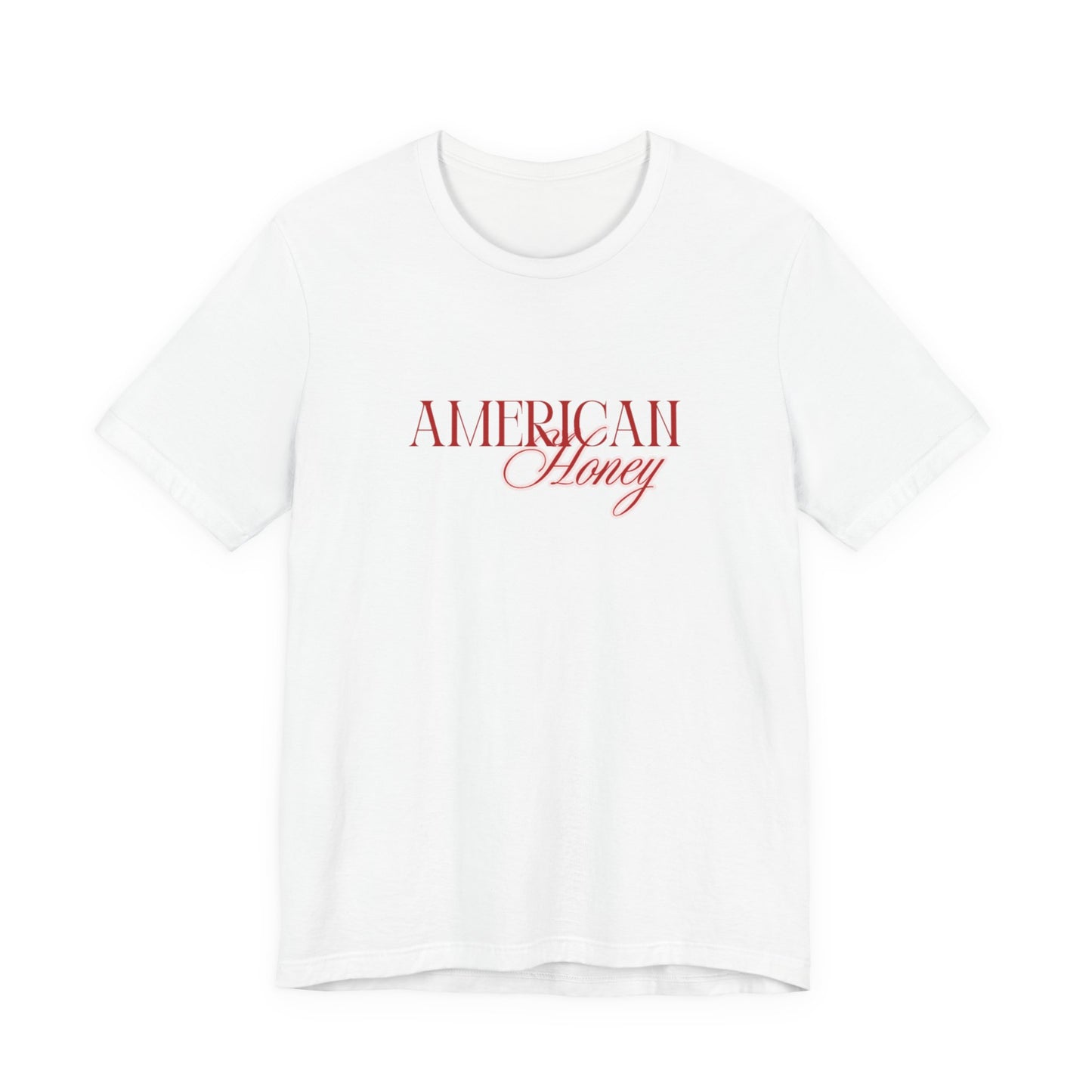 American Honey Tee | Script Patriotic Typography, Minimal White Shirt