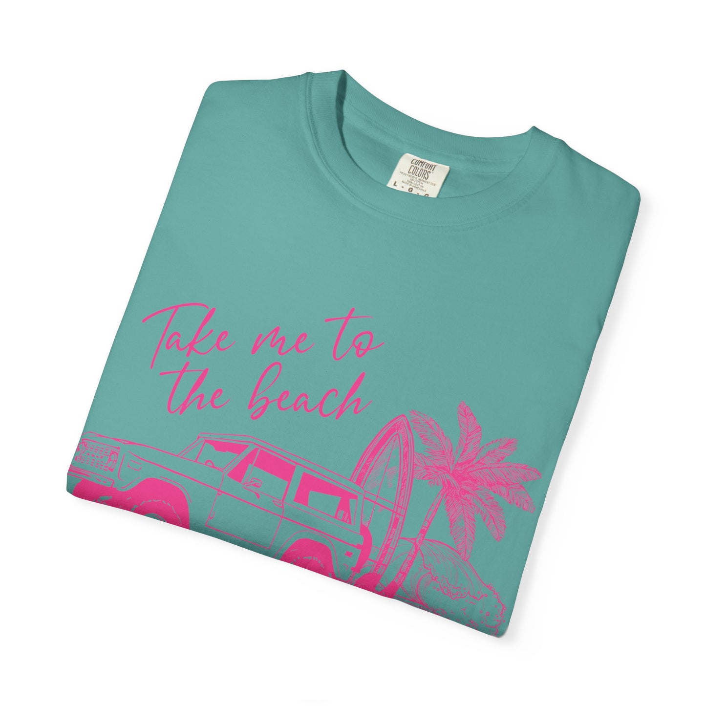 Take Me To The Beach jeep graphic T-Shirt | surf palm tree