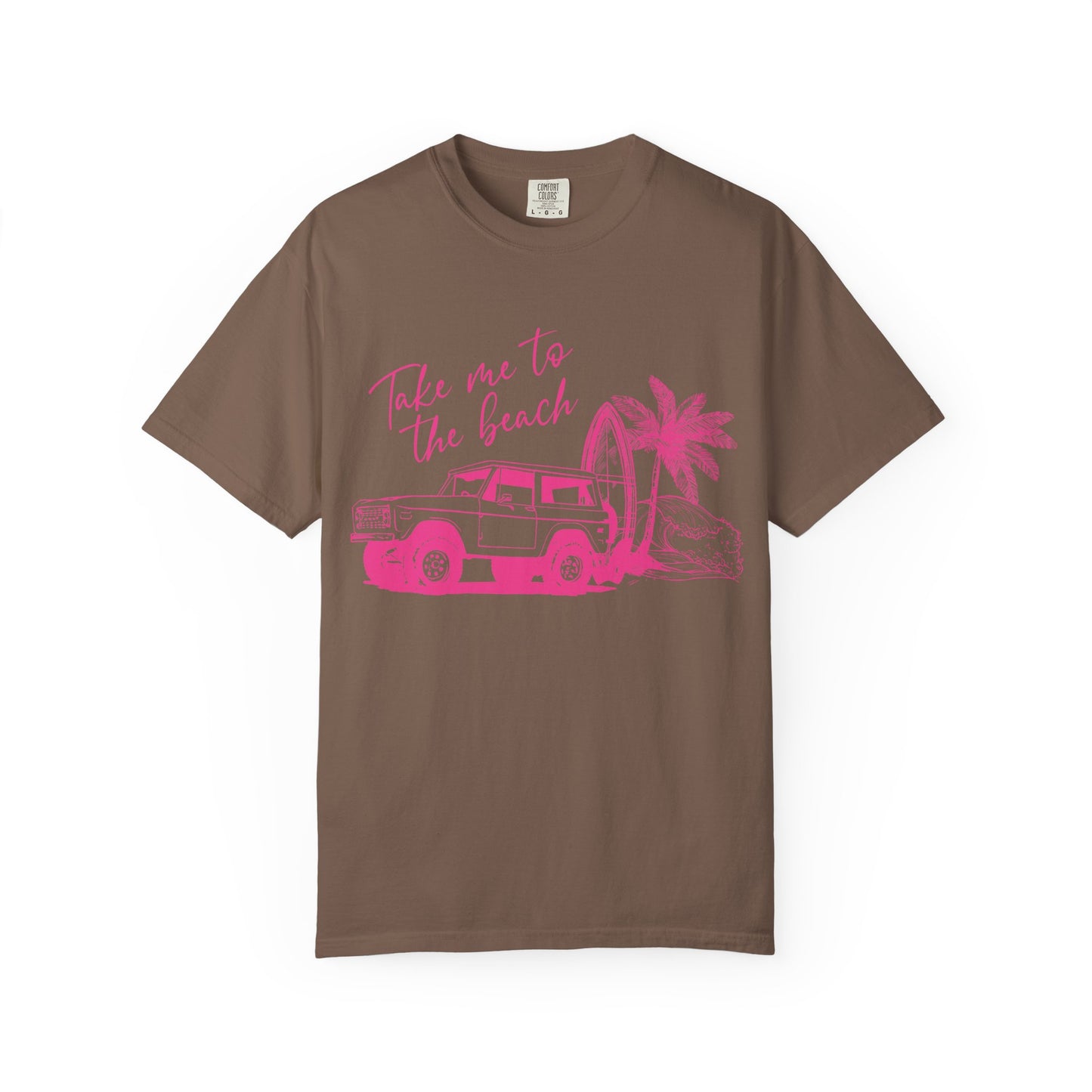 Take Me To The Beach jeep graphic T-Shirt | surf palm tree