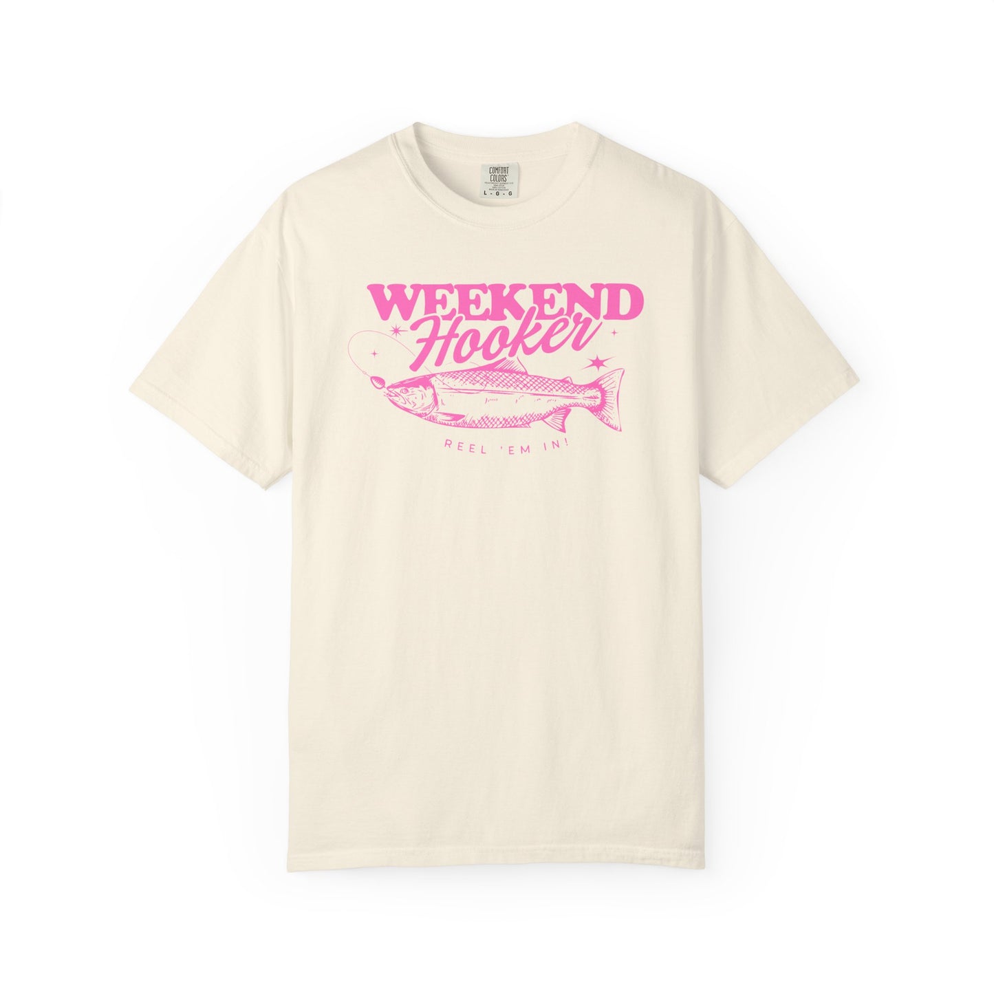 Weekend Hooker fish graphic T-Shirt | fishing tee, pink vintage design